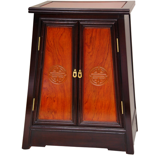 27" Carved Rosewood Long Life Symbol Cabinet - Two-tone
