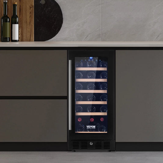 BENTISM 30 Bottle Wine Fridge Stainless Steel Wine Cooler Refrigerator with LED Light and Lock Freestanding Wine Cellars